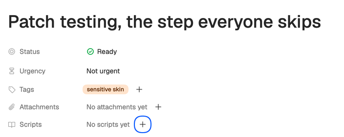 An idea marked Ready with no scripts yet, and the Make script button in its Scripts field highlighted.